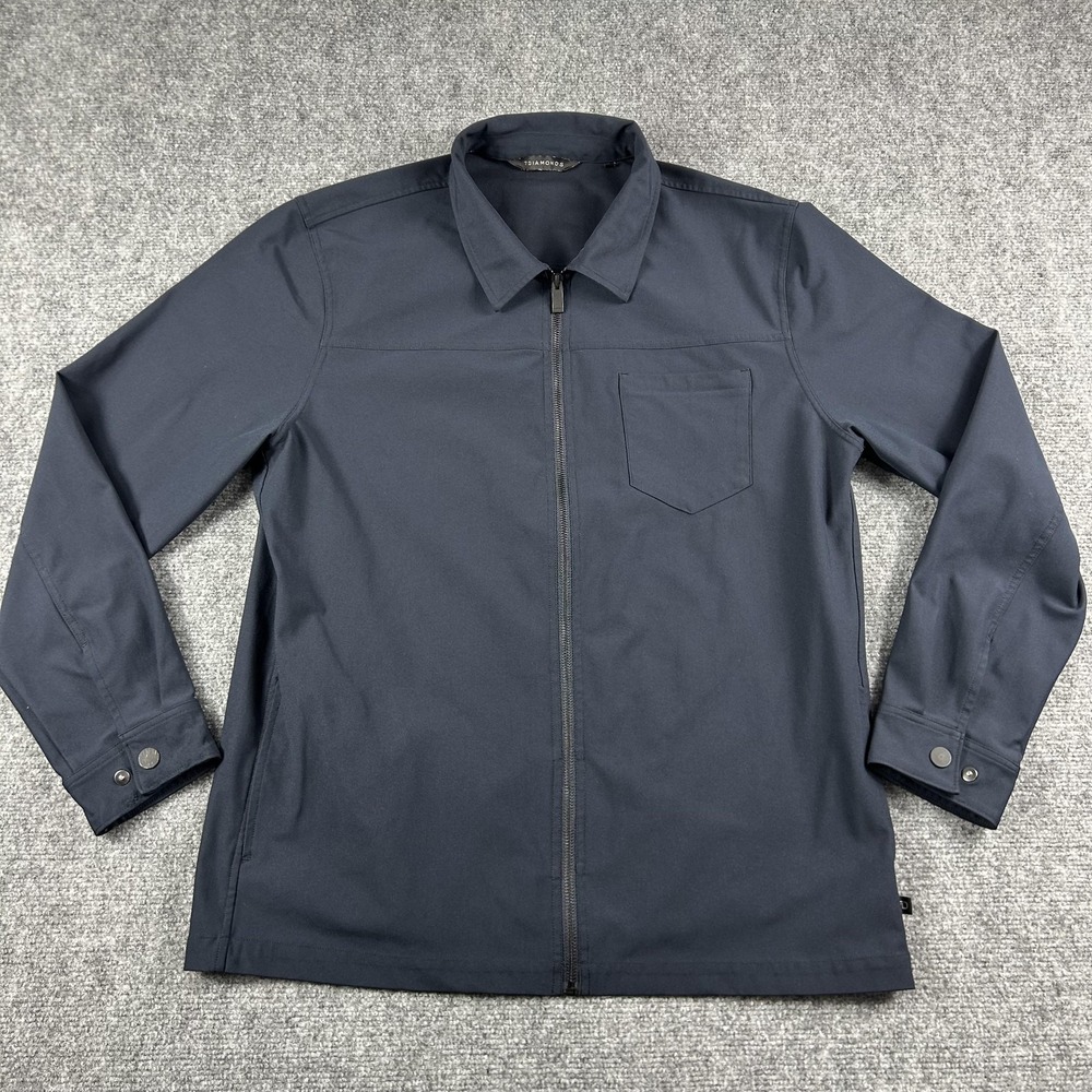 7 Diamonds Travel Jacket Mens Large Blue Full Zip Lightweight Casual Windbreaker